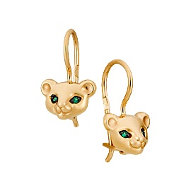 Серьги 20133  зел.ф (Au 585)